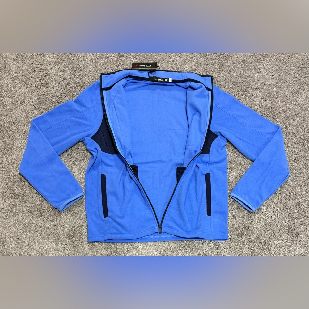 $198 RLX Ralph Lauren Hybrid Fleece Full Zip Golf Jacket Navy Blue Mens Size M - Picture 3 of 5